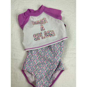 Girl's Cat & Jack Make A Splash Rash Guard 2-Piece Bathing Suit Size XS (4/5)